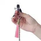 LoveToy - Nipple Clit Tassel Clamp Pink - klamerki na sutki i wargi sromowe z różowym ogonkiem 