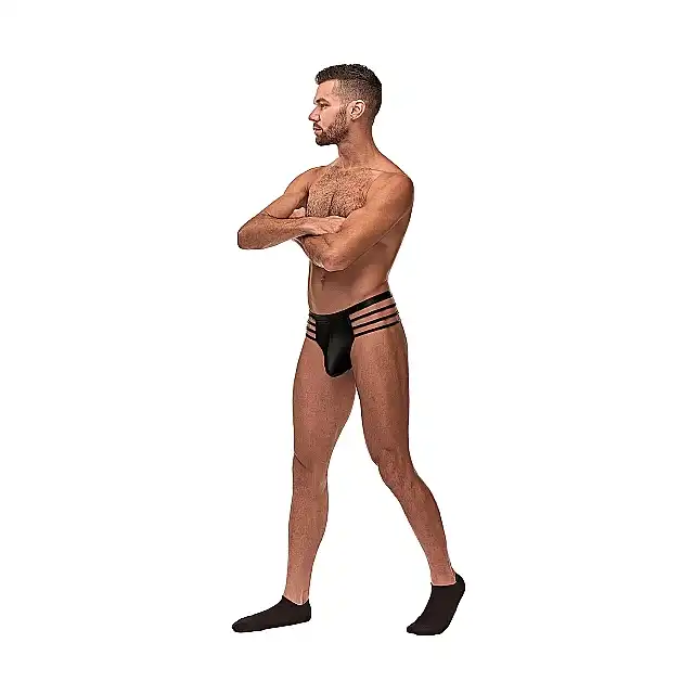 Male Power- Cage Thong L/XL - Stringi męskie z paskami na biodrach
