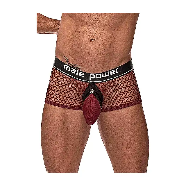 Male Power - Mini Cock Ring Short L - Szorty męskie z ringiem i odpinaną sakiewką na penisa