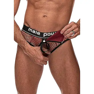 Male Power - Cock Ring Thong L/XL - Wyjątkowe stringi z elastycznym ringiem i odpinanym woreczkiem na penisa