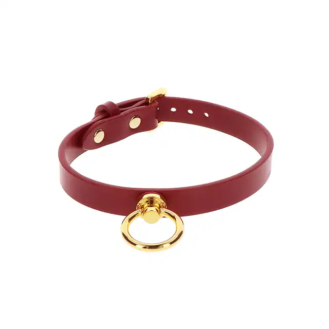 Taboom - O-Ring Collar - spektakularna czerwona obroża ze złotym ringiem!