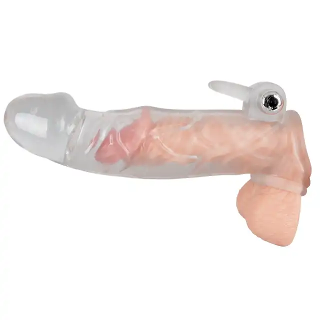 YOU2TOYS - Chrystal Skin Penis Sleeve Vibro - Przedłużka z wibrującym języczkiem + 5 cm