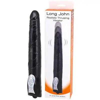 Long John - Realistic Thrusting Black. Wibrator z ruchem posuwistym