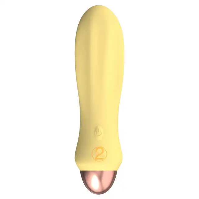 Cuties - 2.0 Mini Vibrator Yellow - mini wibrator w żółtym kolorze, unikatowy kształt, 7 funkcji wibracji