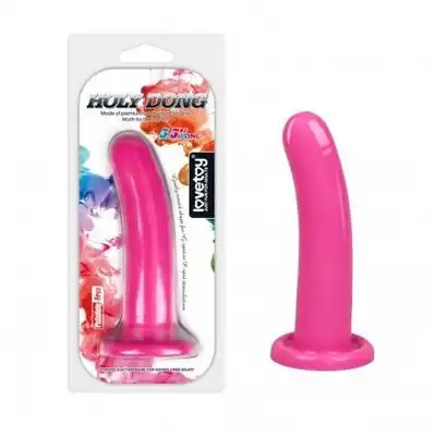LoveToy - Silicone 5.5 inch Holy Dong M - różowe dildo, lekko zakrzywione. Gwarancja przyjemności!