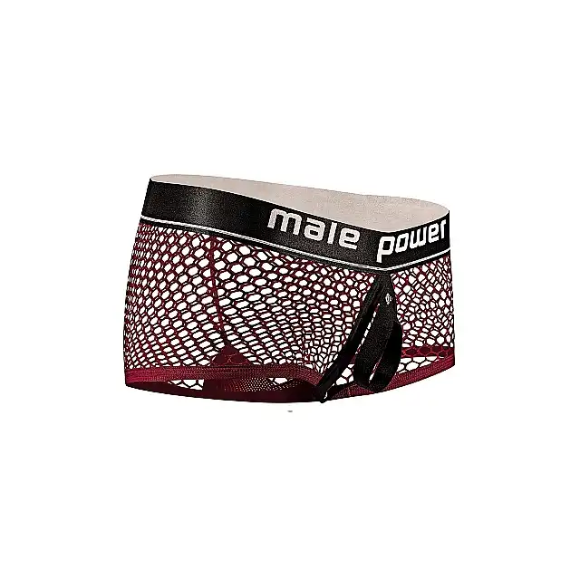 Male Power - Mini Cock Ring Short L - Szorty męskie z ringiem i odpinaną sakiewką na penisa