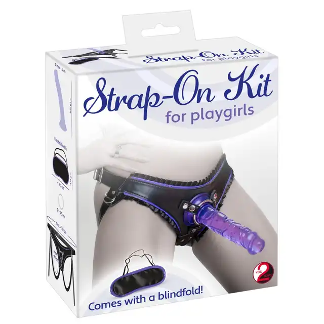 YOU2TOYS - Strap-On Kit with a blindfold - Strap-on w stylu burleski z wyjmowanym dildo i maską w zestawie