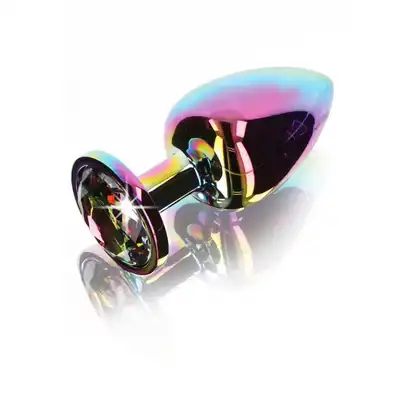 Anal Play - Twilight Booty Jewel L. Tęczowy plug z kryształkiem 9,5 cm 