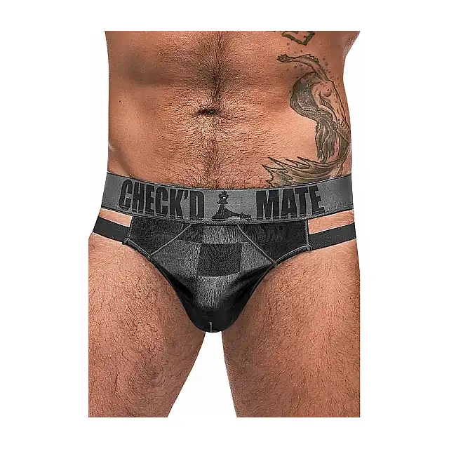 Male power - Check`d Mate Thong - Stringi męskie z przezroczystym wzorem w szachownice S/M