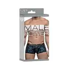 Male Power - Pouch Short L - Pełne szorty z wykończeniem imitującym skórę i intrygującym nadrukiem