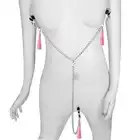 LoveToy - Nipple Clit Tassel Clamp Pink - klamerki na sutki i wargi sromowe z różowym ogonkiem 