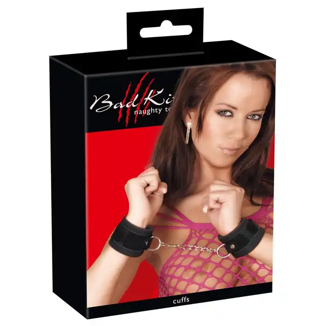 Bad Kitty - Handcuffs - Czarne kajdanki na wygodne rzepy