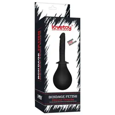 LoveToy - Bondage Fetish Deluxe Douche - czarna gruszka analna z końcówka w postaci penisa