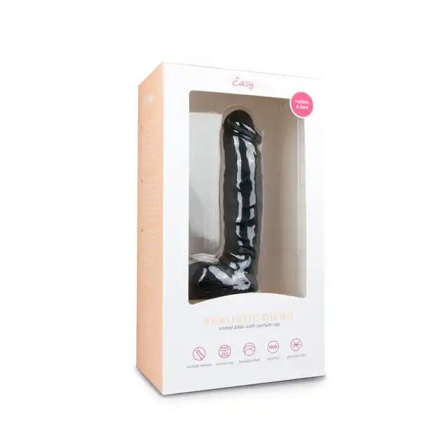 Easy Toys - Realistic Dildo Black Realistyczne dildo z przyssawką 22,5 cm w kolorze czarnym