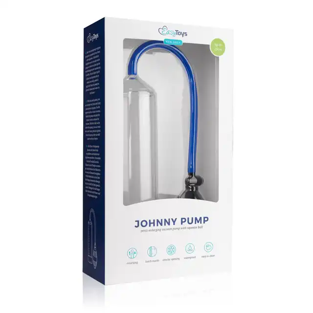 Easy Toys - Johnny Pump Blue Pompka powiekszajaca penisa 23 cm - przezroczysta z podziałką !