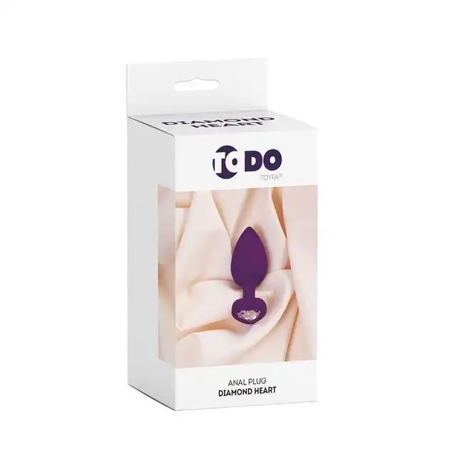ToDo - Anal Plug Diamond Heart.  Fioletowy plug analny z kryształkiem w kształcie serca. Gładki silikon