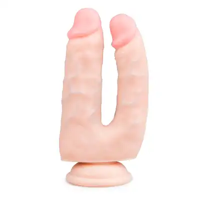 Easy Toys - Double Dong  18 cm - Podwójne wyjątkowo realistyczne dildo 18 cm z przyssawką