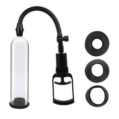 Boss Series - Pompka-Powerpump MAX 0.2 Black&amp;VClear Przezroczysta pompka do penisa z wygodnym uchwytem i 3 uszczelkami