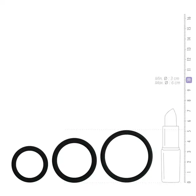Easy ToysThree Size Cockring Set - Black Trzy pierścienie erekcyjne