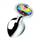 Booty Sparks - Rainbow Gem M. Metalowy korek z okrągłym tęczowym kryształkiem