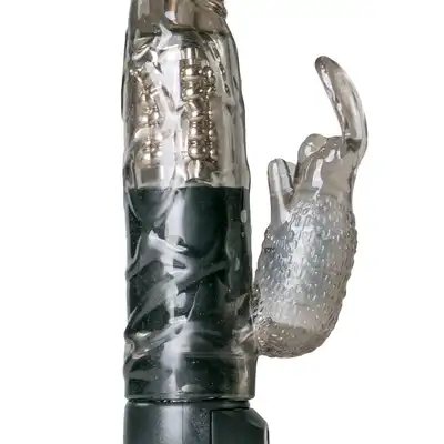 Easy Toys - Bunny Vibrator Black Wibrator z króliczkiem i ruchomymi kuleczkami