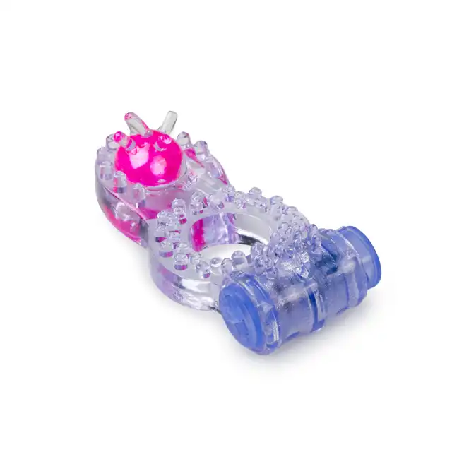 Easy Toys - Vibrating Cock Ring PUR/PNK Wibrujący ring z mega wypustkami- Super stymulacja!
