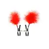 Theatre - Nipple Clamps Red. Metalowe zaciski na sutki z czerwonymi piórkami 