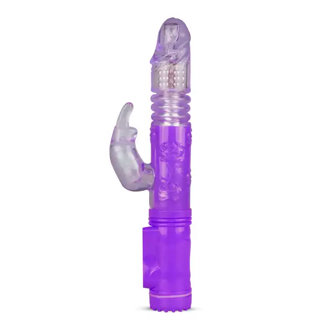 Easy Toys - Thrusting Rabit Purple Fioletowy wibrator króliczek z ruchem posuwistym i ruchomymi kuleczkami