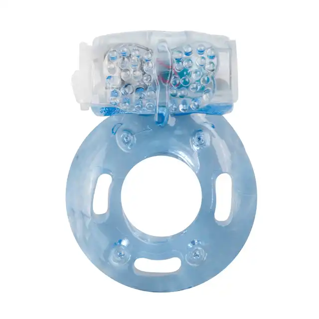 Easy Toys - Vibrating Cock Ring Blue Ring z wibrującym motylkiem w kolorze niebieskim