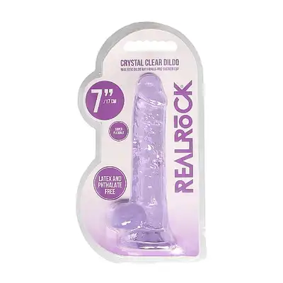 7" / 18 cm Realistic Dildo With Balls - Purple