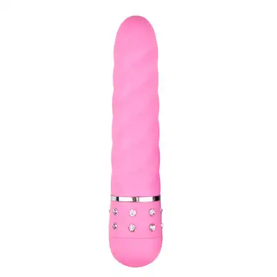 Easy Toys - Mini Vibrator Twisted - Pink Nieduży wibrator w wersji skrętnej z kryształkami 11,4 cm kolor różowy