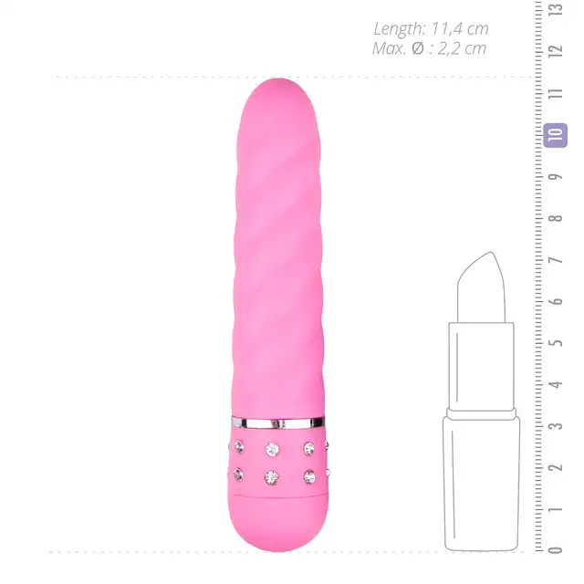 Easy Toys - Mini Vibrator Twisted - Pink Nieduży wibrator w wersji skrętnej z kryształkami 11,4 cm kolor różowy