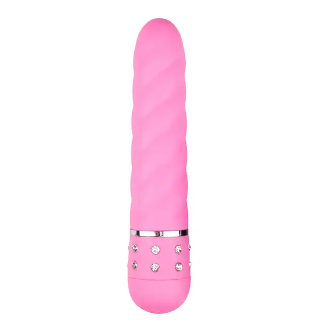 Easy Toys - Mini Vibrator Twisted - Pink Nieduży wibrator w wersji skrętnej z kryształkami 11,4 cm kolor różowy