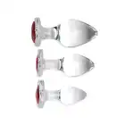 Booty Sparks - Red Heart Gem Glass Set Zestaw 3 szklanych wtyczek analnych z czerwonym sercem
