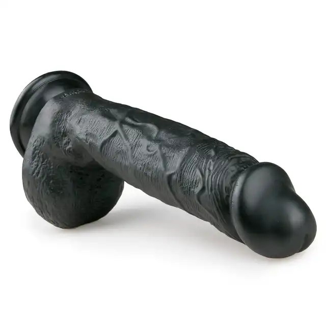 Easy Toys - Realistic Dildo Black Realistyczne dildo z przyssawką 22,5 cm w kolorze czarnym