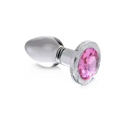 Booty Sparks - Pink Gem Glass M. Szklany korek analny z eleganckim różowym kryształkiem