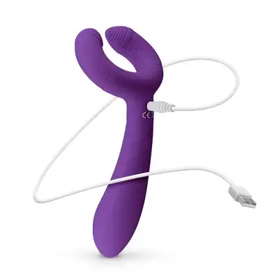 Easy Toys - Couple Vibrator Purple Wodoodporny multifunkcyjny stymulator dla par. Ładowany na USB.