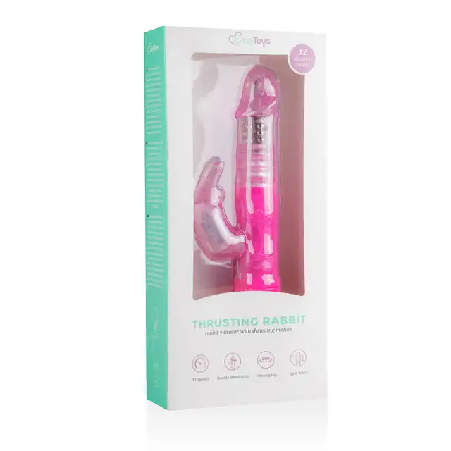 EasyToys Thrusting Rabbit Vibrator Pink Różowy wibrator króliczek z ruchem posuwistym i ruchomymi kuleczkami !
