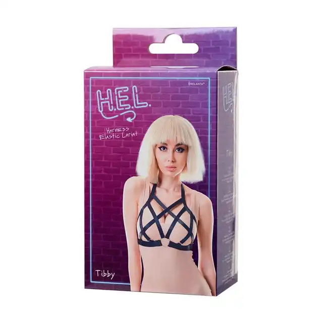 H.E.L - Tibby Strap. Modna uprząż z paseczków z pierścieniem o-ring. W kolorze czarnym