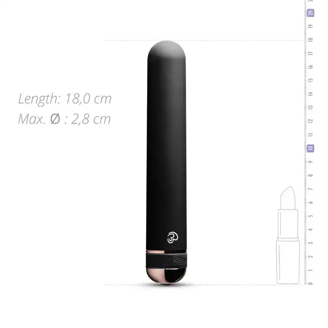 Easy Toys - Supreme Vibe Black - Klasyczny, gładki wyjątkowo elegancki wibrator 18 cm