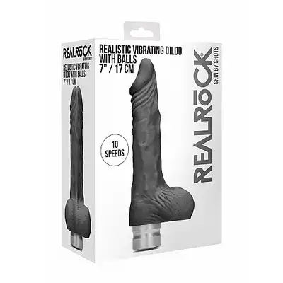 7" / 17 cm Realistic Vibrating Dildo With Balls - Black