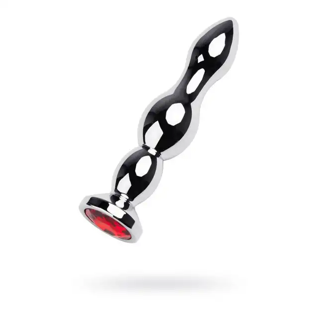 Toyfa - Silver Plug Red Gem. Podłużny plug analny z czerwonym kryształkiem 13,5 cm 