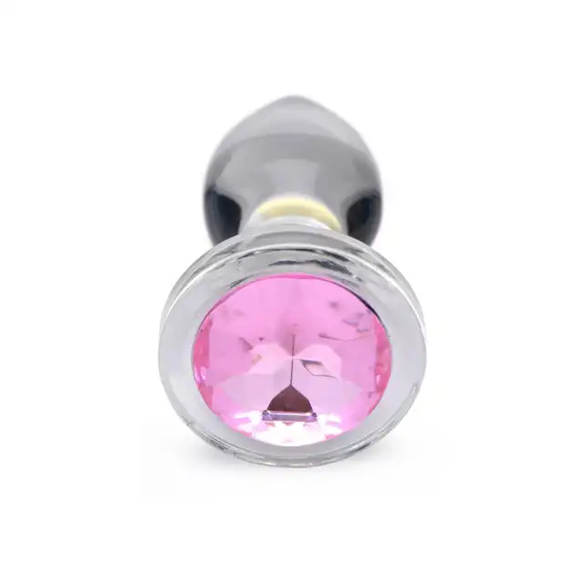 Booty Sparks - Pink Gem Glass M. Szklany korek analny z eleganckim różowym kryształkiem