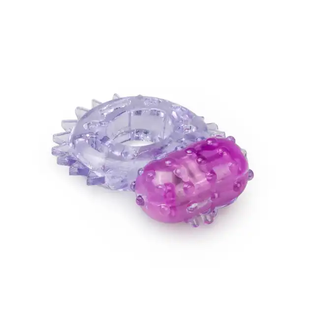 Easy Toys - Vibrating Cock Ring Purple Wibrujący ring z wypustkami