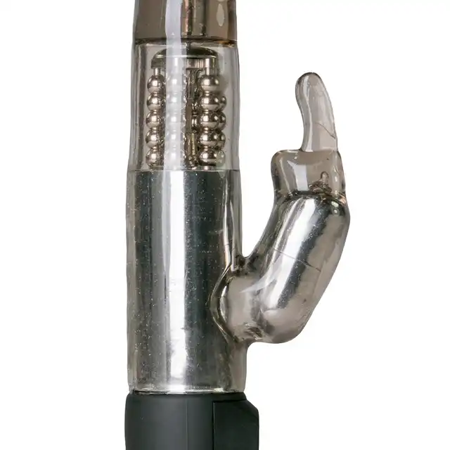 Easy Toys - Rabbit Vibrator Black Wibrator z obracającymi się kuleczkami i stymulującymi uszkami 