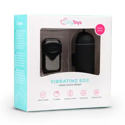 Easytoys Vibration Egg - Black Bezprzewodowe jajeczko sterowane pilotem. Kolor czarny