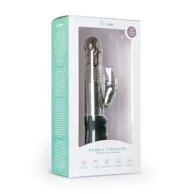 Easy Toys - Rabbit Vibrator Black Wibrator z obracającymi się kuleczkami i stymulującymi uszkami 