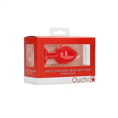 Diamond Heart Butt Plug - Large - Red