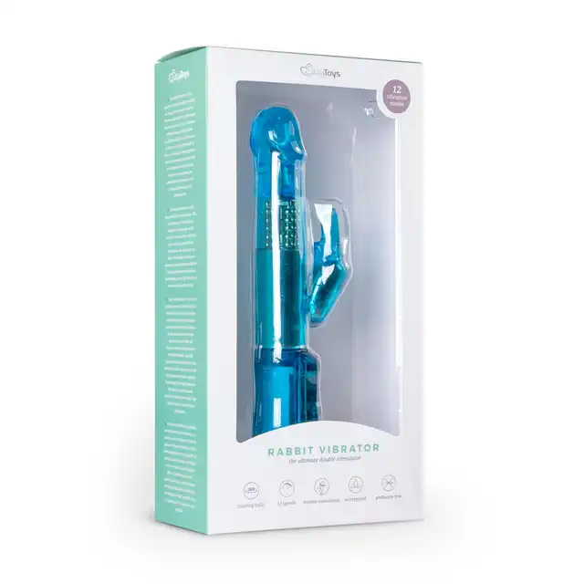 Easy Toys - Rabbit Vibrator Blue Wibrator króliczek z rotacyjnymi kulkami, 12 programów
