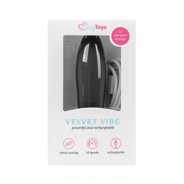Easy Toys - Velvet Vibe Black Aksamitny mini wibrator, który możesz zabrać pod prysznic !